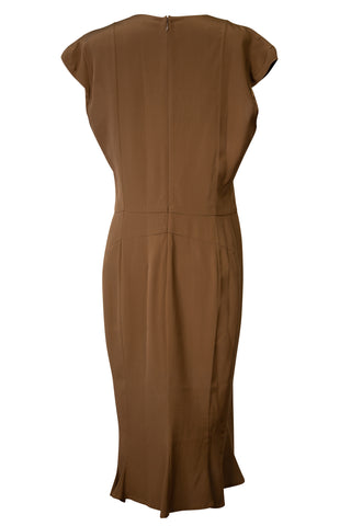 Brown Silk Knee Length Dress Clothing Saint Laurent   