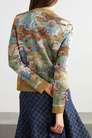 by Alessandro Michele Chinese New Year Metallic Jacquard Cardigan | SS'22 (est. retail $2,200) Sweaters & Knits Gucci   