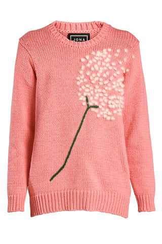 Pink Dandelion Hand Embroidered Pullover Clothing Jonathan Cohen   