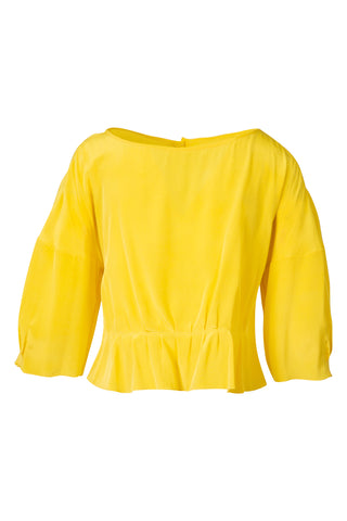 Cropped Peplum Top in Yellow Shirts & Tops Tibi   