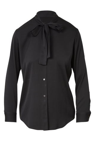 Tie Neck Silk Blouse in Black Clothing The Row   