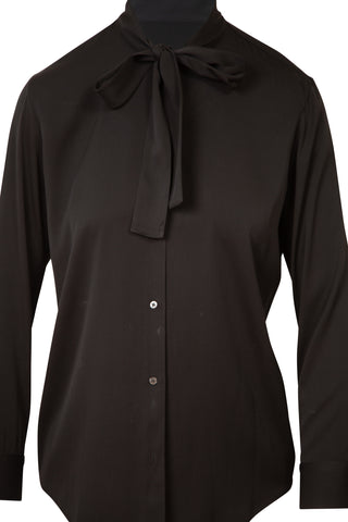 Tie Neck Silk Blouse in Black Clothing The Row   