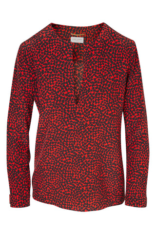 Heart Print Blouse in Red Clothing Saint Laurent   