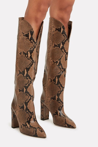 Python-embossed Leather Knee-high Boots Boots Paris Texas   