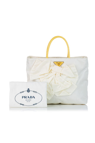 Tessuto Bow Tote Bag White Bags Prada   