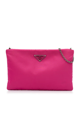 Tessuto Fluo Clutch on Chain Pink Bags Prada   