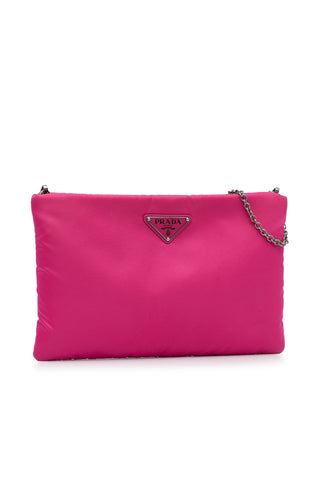Tessuto Fluo Clutch on Chain Pink Bags Prada   