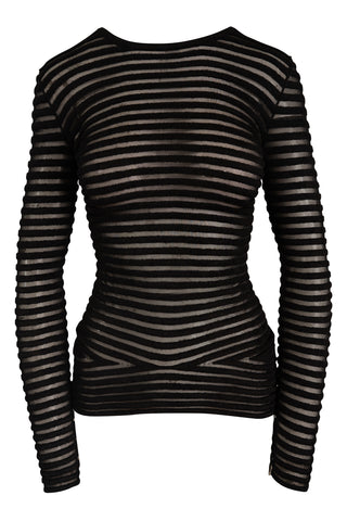 Striped Long Sleeve Crew Neck top in Black Shirts & Tops Alexander Wang   
