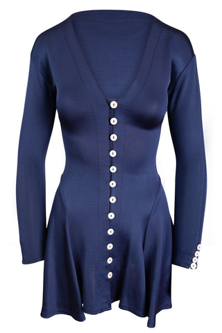 Blue Long Sleeve Ruffle Mini Dress Dresses Olympia Le-Tan   