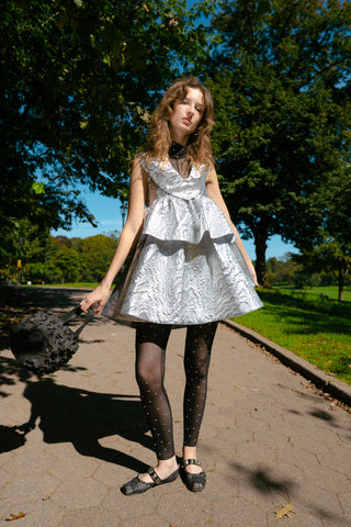 Ruffle Metallic Cotton-Blend Cloque Mini Dress | (est. retail $575) Dresses Ganni   