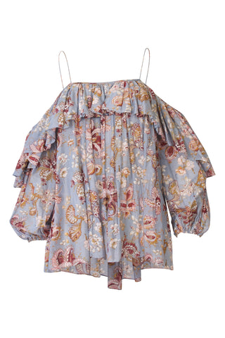 Pavilion Floral Print Ruffle Blouse | (est. retail $450) Shirts & Tops Zimmermann   