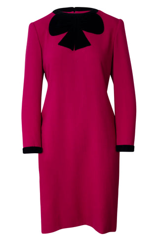x Neiman Marcus Long Sleeve Bow Mini Dress in Pink Dresses Carolina Herrera   