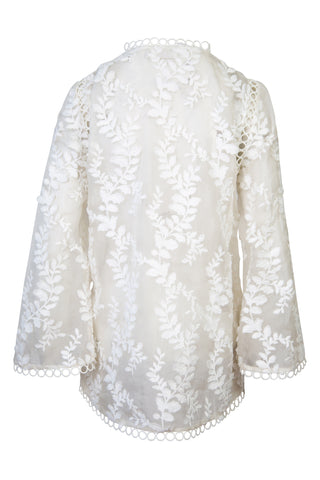 Winsome Fil-Coupe Silk Organza Blouse in Pearl Shirts & Tops Zimmermann   