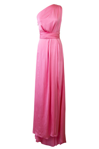 One-Shoulder Draped Satin Gown in Pink | new with tags (est. retail $2,995) Dresses Monique Lhullier   