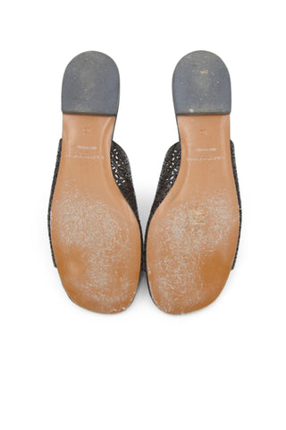 Iana Laser-Cut Slide Sandals in Black Sandals Robert Clergerie   
