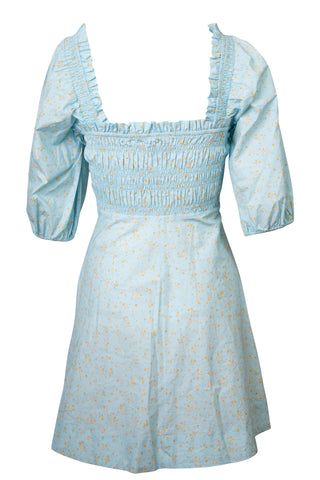 Shirred Floral Cotton Poplin Mini Dress Dresses Ganni   
