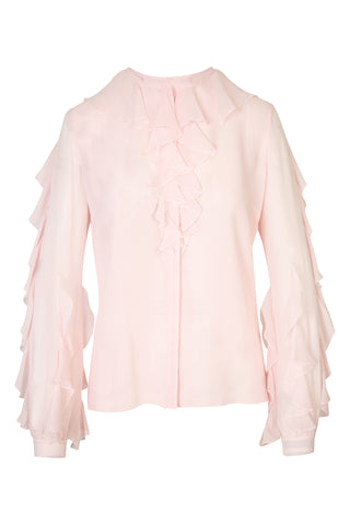 Frill Trim Silk Chiffon Blouse | (est. retail $1,443) Shirts & Tops Giambattista Valli   