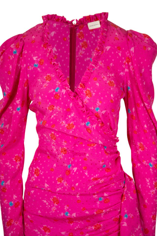 Silk Ruffle Mini Dress in Pink Dresses Magda Butrym   