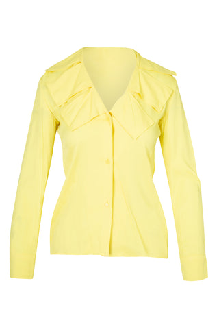 Ruffle Button Up Blouse in Yellow | (est. retail $1,120) Shirts & Tops Bottega Veneta   