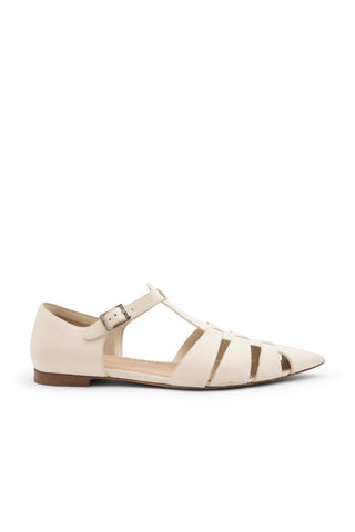 Pointed Toe Flat Leather Sandals in Cream | (est. retail $800) Sandals Christian Dior   