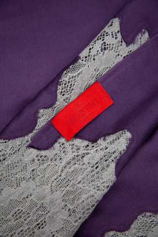 Purple Silk Lace Scarf Scarves & Shawls Valentino   