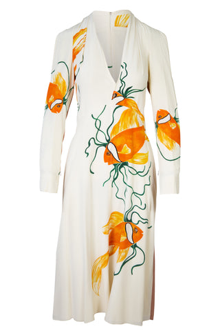 Goldfish Print Silk Midi Dress | Fall '21 Ready-to-Wear (est. retail $1,750) Dresses Victoria Beckham   