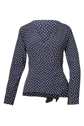 Heart Printed Wrap Top in Sky Captain | new with tags Shirts & Tops Ganni   