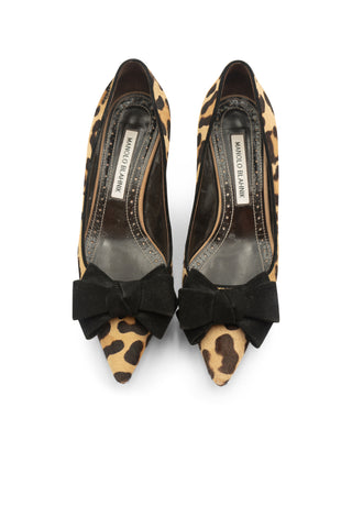 Leopard Print Bow Front Kitten Heels Heels Manolo Blahnik   