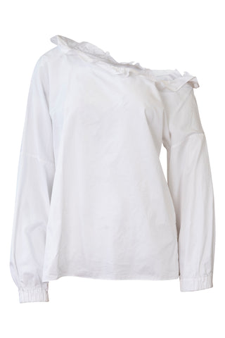 Ruffled Off the Shoulder Top in White Shirts & Tops Tibi   