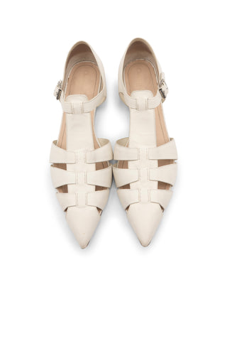 Pointed Toe Flat Leather Sandals in Cream | (est. retail $800) Sandals Christian Dior   
