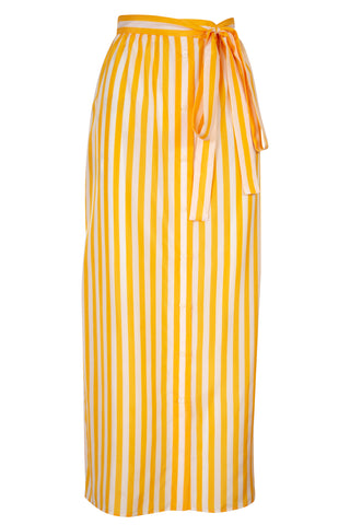 Marigold Striped Button Front Skirt with Tie Skirts Prada   