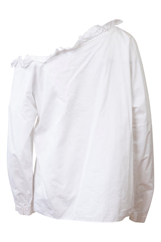Ruffled Off the Shoulder Top in White Shirts & Tops Tibi   