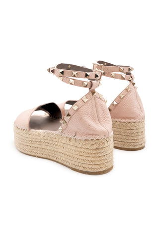Pink Rockstud Accent Espadrilles Sandals Valentino   