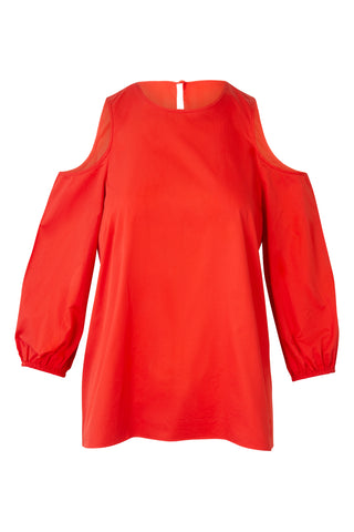Cold Shoulder Blouse in Red Shirts & Tops Tibi   
