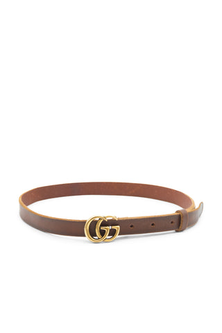 Brown Leather Logo Belt Belts Gucci   
