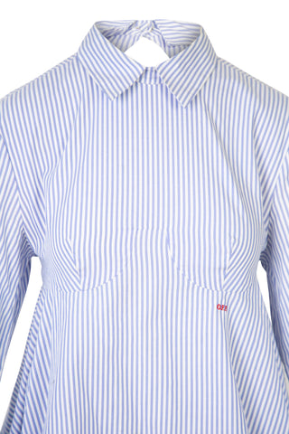 Open-back Striped Cotton Poplin Peplum Shirt Shirts & Tops Off-White   