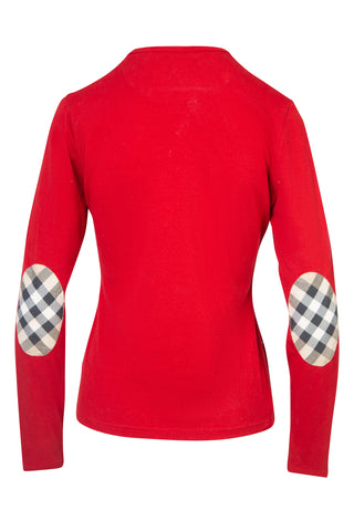Red Elbow Patch Long Sleeve Top Shirts & Tops Burberry   
