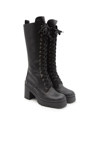Lace-Up Leather Knee-Length Combat Boots | (est. retail $1,150) Boots Miu Miu   