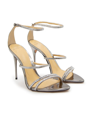 Lacy Zircon Metallic Leather Crystal-Embellished Sandals | (est. retail $695) Sandals Alexandre Birman   