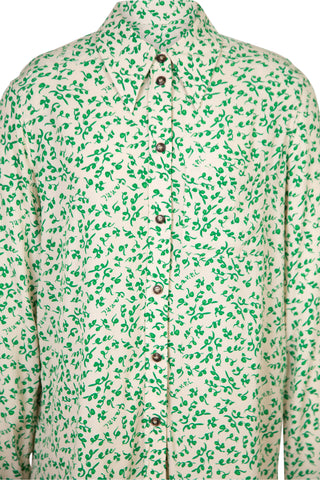 Leaf Print Crepe Button-up Shirt Shirts & Tops Ganni   
