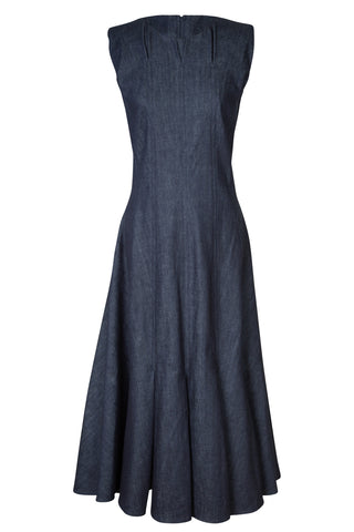 Sleeveless A-line Dress in Denim Clothing Jonathan Cohen   