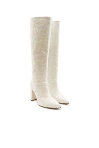 Croc Embossed Leather Knee High Boots Boots Paris Texas   
