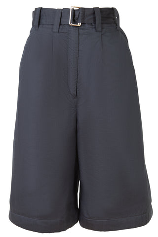 Cotton & Silk Belted Bermuda Wide Leg Shorts