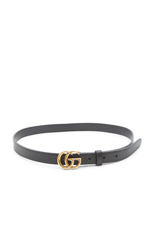 Black Leather Logo Belt Belts Gucci   