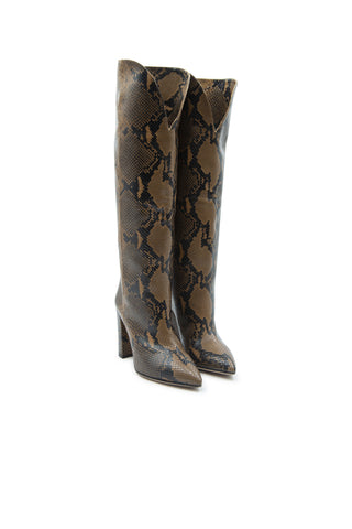 Python-embossed Leather Knee-high Boots Boots Paris Texas   