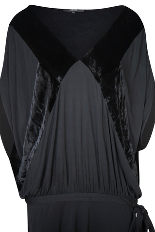 Frida Giannini Black Jersey and Velvet Panel Dress Dresses Gucci   