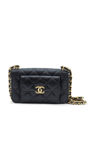 Pocket Twins Caviar Leather Quilted Clutch with Chain | PF '22 Collection Mini Bags Chanel   