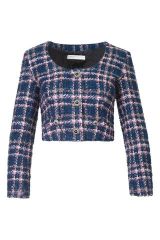 Cropped Button-Embellished Checked Tweed Jacket | FW '21 Collection (est. retail  $1,855) Jackets Alessandra Rich   