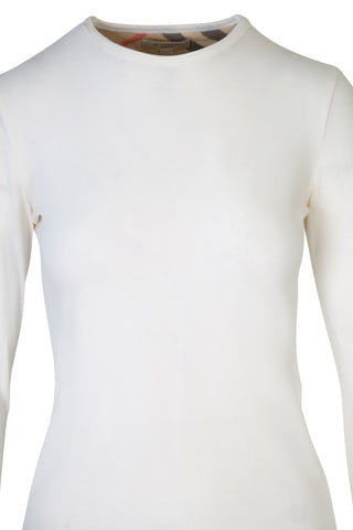 White Elbow Patch Long Sleeve Top Shirts & Tops Burberry   