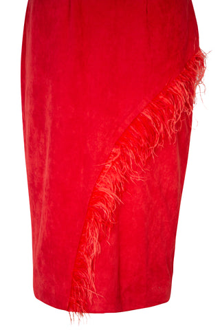 Red Feather Pencil Skirt Skirts Hanifa   